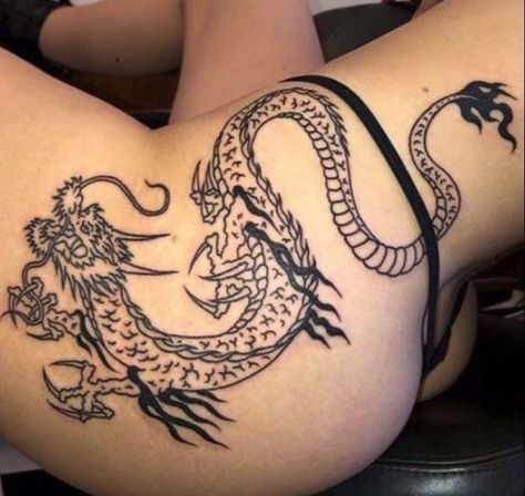 Dragon Hip Tattoos Women, Tattoo Ideas Female Dragon, Tight Tattoos For Women, Tight Tattoo, Tight Tattoos, Aa Tattoos, Eye Makeup Set, Chinese Dragon Tattoos, Z Tattoo