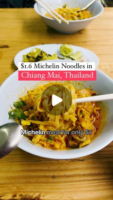 Marcus & Chelsey on Instagram: "Did you know you can enjoy a Michelin meal for just $1.60 in Chiang Mai, Thailand? 🍜 This little spot is famous for its Khao Soi, and it’s a must-try!

You get to write down your order and see your noodles being made right in front of you. When it arrives, it’s hot and ready for you to add lime and chili for that extra kick.

This place is proof that amazing food doesn’t have to be expensive! Have you found any hidden food spots on your travels? Let us know! ❤️

#thailand #chiangmai #khaosoi" Khao Soi, Food Spot, Chiang Mai Thailand, Chiang Mai, Amazing Food, Noodles, Did You Know, Chili, Thailand