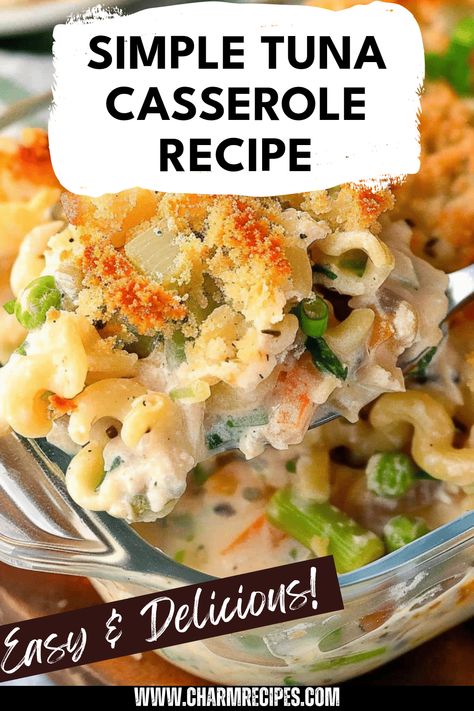 Satisfy your cravings with this simple tuna casserole recipe that delivers comfort in every bite. This easy-to-make dish features canned tuna, noodles, a creamy sauce, and a blend of your favorite toppings. Perfect for weeknight meals or gatherings, the flavorful casserole is ready in no time and is sure to be a hit with the whole family. Whether you're looking to impress guests or whip up a quick dinner, this hearty tuna casserole recipe is your go-to option for deliciousness and ease. Keto Tuna Noodle Casserole, Tuna Noodle Casserole Easy For Two, Tuna Tater Tot Casserole, Tuna Noodle Casserole Macaroni, Tuna Casserole Recipes Healthy, Tuna Casserole With Velveeta Cheese, Tuna Casserole For One, Tuna Noodle Casserole With Elbow Noodles, Easy Tuna And Rice Recipes