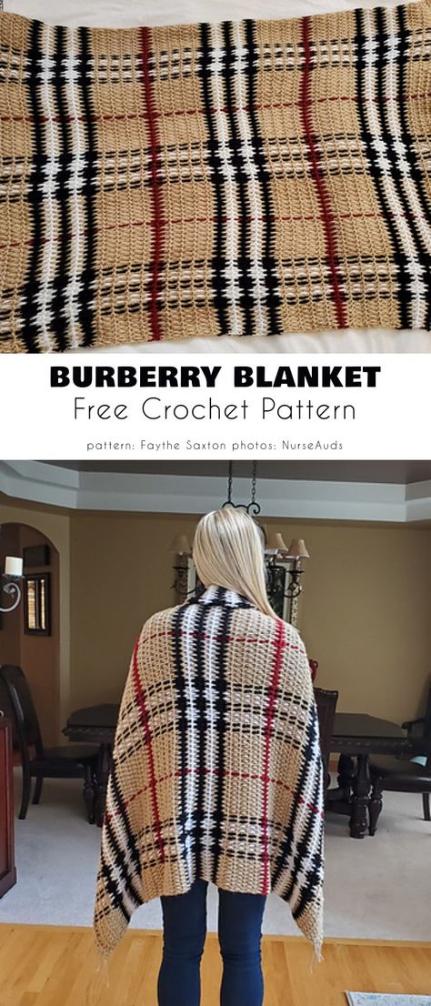 Plaid Blanket Free Crochet Patterns Beginner Blanket, Plaid Crochet, Crochet Knit Blanket, Crochet Afgans, Crochet For Beginners Blanket, Crochet Blanket Afghan, Crochet Throw Blanket, Crochet Quilt, Manta Crochet