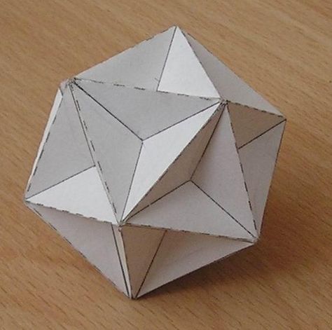 Paper Model Great Dodecahedron Polyhedron Template, Dodecahedron Template, Origami Geometric Shapes, Paper Folding Designs, Origami Box With Lid, 3d Templates, Carton Diy, Geometric Origami, Origami Envelope