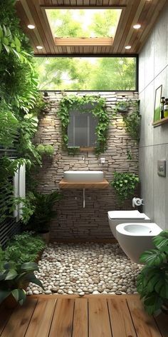 Emerald Bathroom Ideas, Forest Themed Bathroom, Tropical Bathroom Ideas, Renovate Bathroom, Emerald Green Bathroom, Nature Bathroom, Nature Inspired Bathroom, Tile Styles, Japanese Style Bathroom