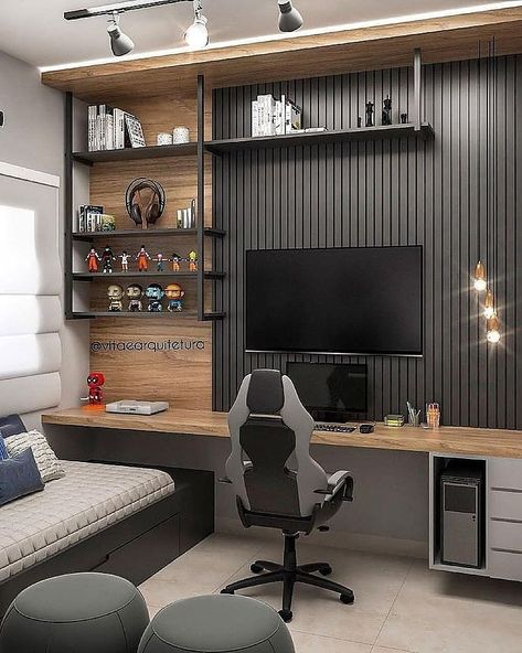 Home Office Design Ideas, Home Office For Man, Modern Home Offices, House Interior Living Room, Office Design Ideas, House Interior Decor Ideas, Home Studio Setup, Interior Living Room, Bedroom Setup