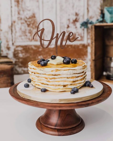 First Birthday Breakfast, Pancake Cake Birthday, Pancake Smash Cake 1st Birthdays, Pancake 1st Birthday Party, Pancake First Birthday Party, Pancake Smash Cake, Blueberry Smash Cake, Pancake Birthday Cake, Blueberry Smash Cake 1st Birthdays