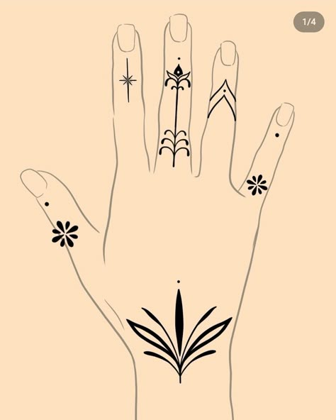 Line Art Hand Tattoo, Folk Hand Tattoo, Presence Symbol, Handpoked Tattoo Ideas, Hand Ornamental Tattoo, Solstice Tattoo, Ornamental Tattoo Sleeve, Ornamental Hand Tattoo, Shakti Tattoo