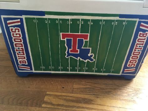 Painted frat cooler football field La Tech Frat Cooler Football Field, Baseball Frat Cooler, Frat Cooler Lambda, Fraternity Formal Coolers, Zbt Frat Cooler, Tke Fraternity Coolers, Frat Formal, Formal Coolers, Painted Coolers