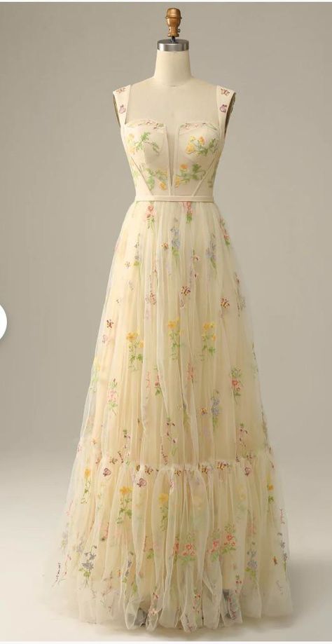 This dress please!! : findfashion Trippy Clothing, Prom Dresses Floral, Floral Prom Dresses, Prom Dresses Modest, Prom Dress Inspiration, Long Prom Dresses, Color Pastel, Grad Dresses, Pastel Yellow