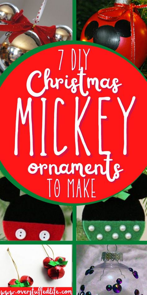 Want to Disney up your Christmas tree? These fun DIY Mickey Mouse ornaments are the perfect touch! A round-up of adorable DIY Mickey ornaments that are super easy to make! Mickey Christmas Ornaments, Disney Christmas Decorations Diy, Mouse Christmas Ornaments, Disney Diy Christmas Ornaments, Mickey Ornaments, Disney Christmas Diy, Disney Ornaments Diy, Disney Christmas Crafts, Diy Mickey Mouse