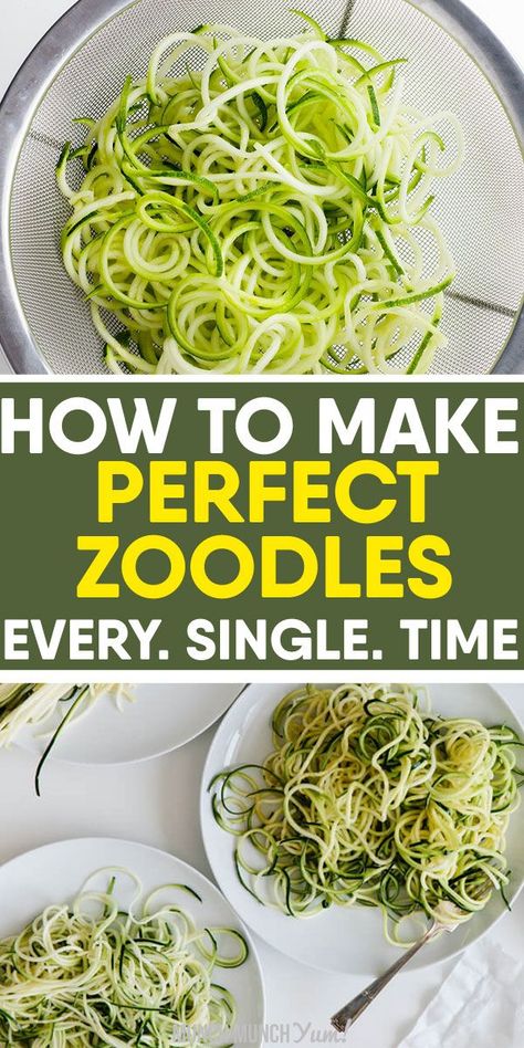 Want to learn how to cook low carb ZUCCHINI NOODLES perfectly every time? Get the best tips on how to make zoodles with or without a spiralizer, freezing noodles and easy, healthy recipes under 30 minutes. #vegetarian #vegetarianrecipes #lowcarb recipes Vegan Healthy Snacks, Recipes Under 30 Minutes, How To Make Zoodles, Cook Zucchini Noodles, Zucchini Zoodles, Lowcarb Recipes, Zucchini Noodle Recipes, 500 Calorie, How To Cook Zucchini