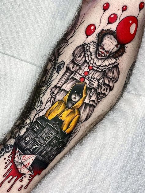 Horror Flash Art, Freddy Krueger Tattoos, Chicano Art Tattoos Prison Drawings, It Tattoo Stephen King, It Tattoo Pennywise, Pennywise Tattoos, Penny Wise Tattoo, Art The Clown Tattoo, It Tattoo Ideas