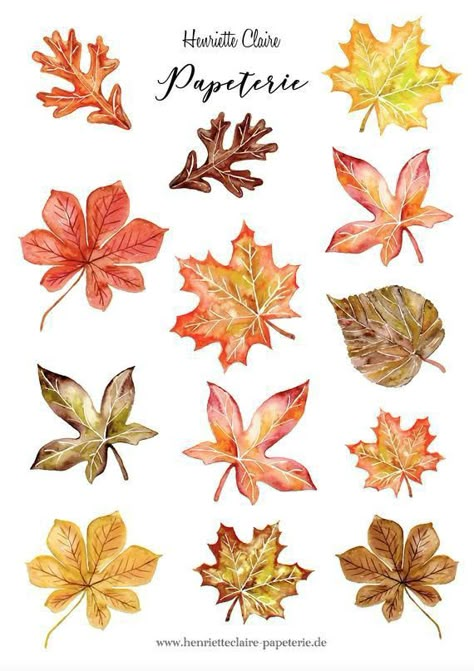 Autumn Stickers Free Printable, Significant Tattoos, Fall Leaves Drawing, Autumn Printables, Bullet Journal Sticker, Watercolor Autumn Leaves, Drawn Stickers, Fall Drawings, Adorable Stickers