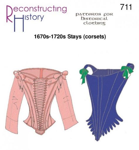 Reconstructing History Pattern #RH711 - Renaissance Corset Pattern - 17th Cent. Stays 17th Century Stays, Stays Pattern, Pirate Corset, Historical Sewing Patterns, Diy Corset, Corset Making, 17th Century Fashion, Historical Patterns, Textiles Inspiration