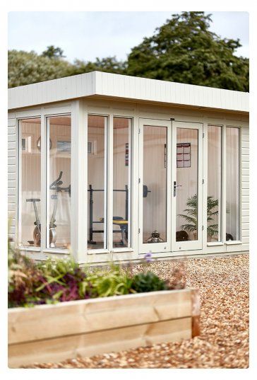 workout is becoming increasingly more difficult. One way some fitness enthusiasts have been combatting this Sunroom Gym Ideas, Sunroom Gym, Gym Backyard, Tiny Gym, Home Gym Shed, Gym Shed, Garden Gym, Backyard Gym, Roofing Options