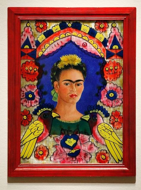 Self Portrait- The Frame Frida Kahlo Projects, Stunning Paintings, Frida Kahlo Quotes, Unusual Perspective, Tina Modotti, Frida Kahlo Paintings, Frida Kahlo Portraits, Kahlo Paintings, Seattle Art Museum