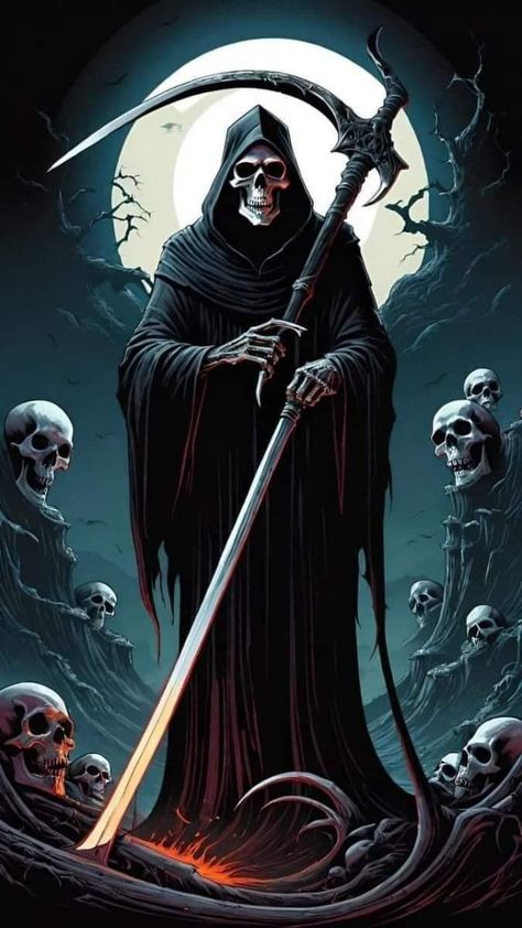 Grim Reaper Images, Spooky Halloween Pictures, Reaper Art, Soul Reaper, Souls Art, Grim Reaper Tattoo, Reaper Tattoo, Monster Artwork, Grim Reaper Art