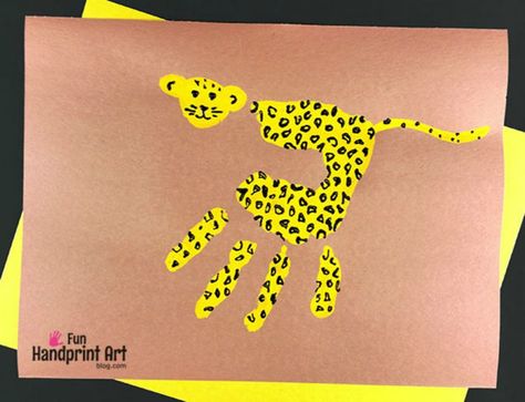 Cheetah Craft, Animal Art Projects For Kids, Zoo Animal Crafts For Kids, Cheetah Crafts, Handprint Animals, Jungle Animal Crafts, Safari Crafts, Cheetah Party, Jungle Crafts