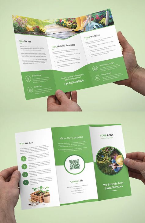 Garden Tri-Fold Brochure Template PSD Folded Flyer Design Layout, Brochure 3 Fold Design, Flyer 3 Fold, Tri Fold Design, Tri Fold Brochure Design Layout, Broucher Design Layout Brochure Template, 3 Fold Flyer, 3 Fold Brochure Design, Graphic Design Brochure Layout