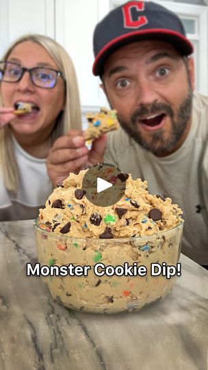 Peanut Butter Chocolate Chip Desserts, Monster Cookie Dip Recipe, Halloween Cookie Dip, Monster Cookie Dip, Monster Dip, Team Balmert, Monster Cookie Dough Dip, Best No Bake Cheesecake, Cookie Dip