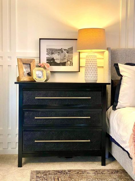 Black Cane Nightstand, Ikea Black Dresser, Hemnes Dresser Hack, Ikea Tv Console, Hemnes Nightstand, Ikea Hemnes Hack, Ikea Dresser Hack, Ikea Nightstand, Ikea Hemnes Dresser