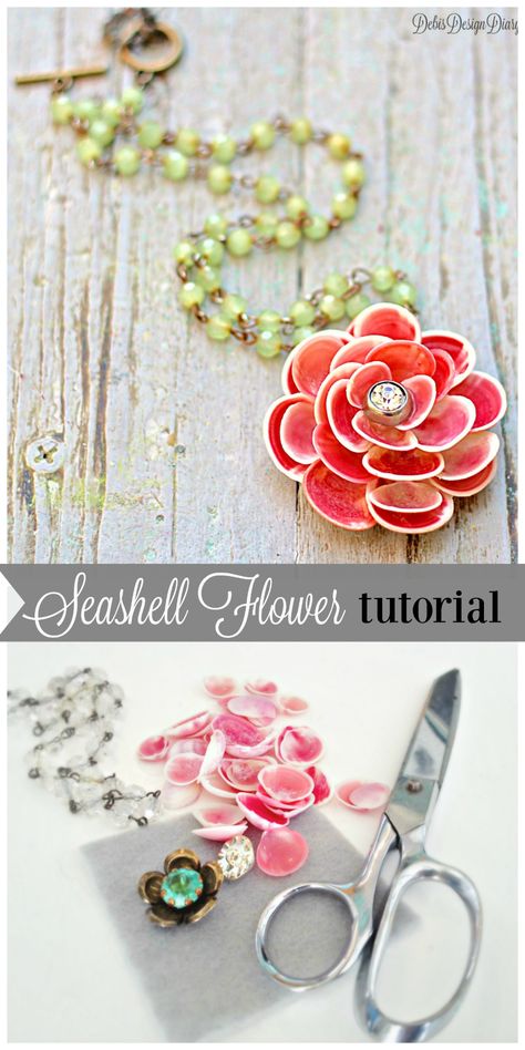 Weekend Creative, Diy Statement Necklace, Seashell Projects, Shell Flowers, Seashell Pendants, Shell Crafts Diy, Beach Diy, Seashell Jewelry, Necklace Ideas