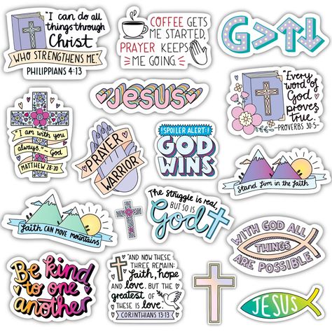 Faith Sticker 17 Pack plannerstickersideas Christian Stickers Free Printable, Bible Journal Stickers, God Cross, Christian Ideas, Bible Journaling Printables, Birthday October, Cup Stickers, God Sticker, 31st Birthday