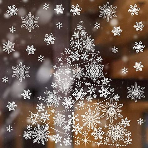 Diy Window Clings, Christmas Snowflakes Decorations, Christmas Window Painting, Christmas Advertising, Christmas Window Stickers, Snowflake Sticker, Cute Christmas Decorations, Vinyl Decoration, Christmas Window Decorations