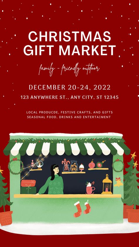 Red Christmas Gift Market Instagram Story #canva #christmasmarket #giftmarket #instagram #post #story Christmas Market Poster, Christmas Social Media Posts, Christmas Social Media Post, Le Monocle, Holiday Marketing Campaigns, Igs Ideas, Christmas Social Media, Kids Social Media, Christmas Marketing