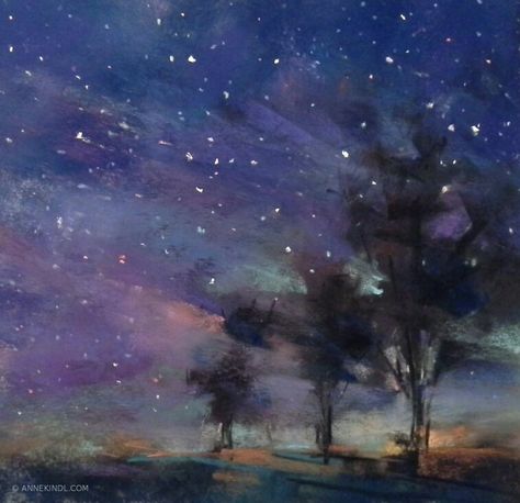 Ruth Core, Messages From The Stars, Atmospheric Landscape, St Denis, Stars Art, Landscape Inspiration, Daily Painters, Star Painting, Creatures Of The Night