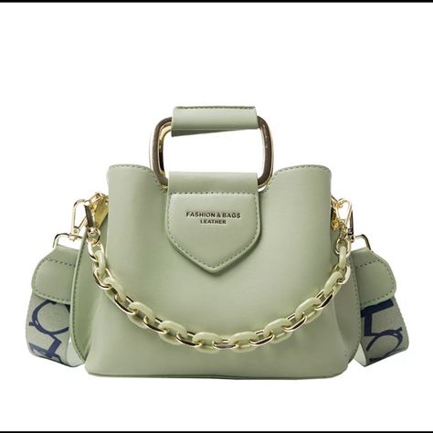 Hand Bags For Women, Bucket Handbags, Mini Bucket Bags, Luxury Designer Handbags, Shoulder Messenger Bag, Leather Messenger, Leather Chain, Hand Bags, Green Bag