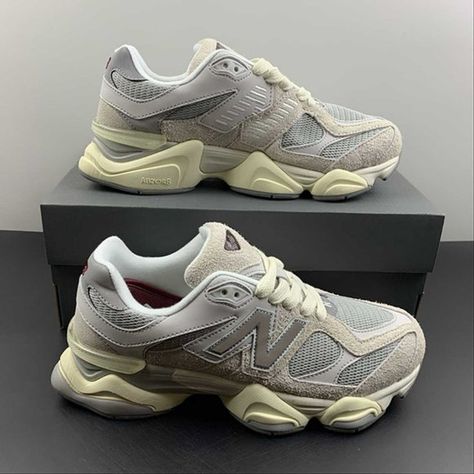 New Balance 9060 Lunar New Year Timberwolf Grey Sneakers New Balance Shoes Men, New Balance Suede, Pink Sea Salt, New Balance Style, Grey New Balance, New Balance White, New Balance 9060, Rain Cloud, New Balance Sneakers