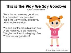 Goodbye Songs for Preschoolers Good Bye Songs For Preschool, Closing Circle Activities, Goodbye Songs For Preschool, Goodbye Songs, Good Bye Songs, Prek Songs, Circle Songs, Songs For Preschoolers, Goodbye Song