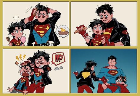 Dc Comics Funny, Conner Kent, Jon Kent, Superman X Batman, Robin Comics, Teen Titans Fanart, Dc Comics Heroes, Univers Dc, Batman Funny