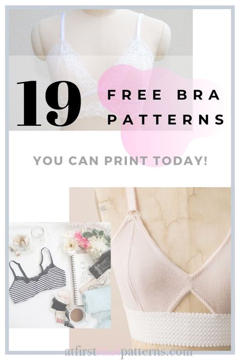 Are you on the hunt for your next bra or bralette pattern right now?! No need to fret. I got you covered in my article Top 19 Free Bra Patterns. Head over to the blog and find all the information you need to make an informed decision on your next bra or bralette sewing project. #freebrapattern #freebralettesewingpattern #freebrasewingpattern #freebralettepattern #atfirstblushpatterns Free Bra Pattern, Diy Bra Pattern, Bralette Sewing Pattern, Pola Bra, Sewing Bras, Bra Sewing Pattern, Bralette Pattern, Diy Bra, Lingerie Patterns