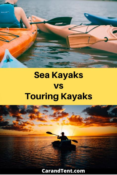 Discover the differences between sea kayaks and touring kayaks.  #kayaks #kayaking #paddling #outdoors How To Kayak, Kayaking Aesthetic, Sea Kayak, Kayak Pictures, Sit On Top Kayak Accessories, Sit In Kayak, Kayaking Trips U.s. States, Recreational Kayak, Kayaking Tips