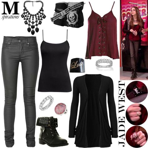 Jade West Outfits, Cherry Boots, Jade West Style, Emo Outfits For Girls, Dr Martens Original, From Tv Series, Vampire Clothes, Jeffrey Campbell Boots, Jade West