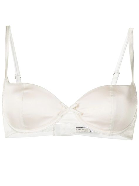 Fleur Du Mal Satin Balconette Bra - Farfetch White Bra Aesthetic, Coquette Finds, Kate Moss Runway, Fancy Plants, Bridal Wardrobe, Silk Bra, Designer Bra, Bra Items, White Bra