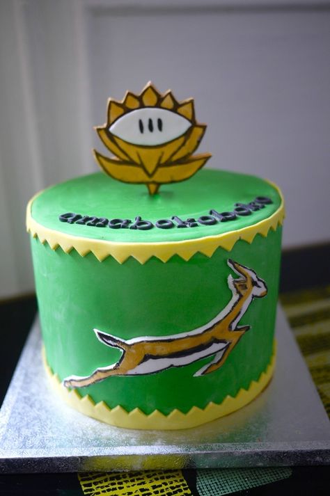 Springbok cake. Smoothie Party, Africa Cake, Rugby Cake, Rugby Party, Rugby Birthday, Rocket Cake, Happy Birthday Boy, Cake Image, Specialty Cake