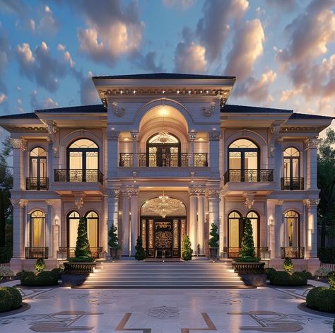 White Big House Dream Homes, Huge White House, Bloxburg Big House Ideas, Big Nice Houses, Mansions Outside, House Exterior Big, Fancy House Exterior, White Big House, Big Fancy Houses