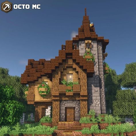 Minecraft Houses To Build In Survival, Minecraft Castle Small And Easy, Cottagecore Base Minecraft, Minecraft House With Chimney, Cute Survival House Minecraft Easy, Classic Minecraft Houses, Minecraft Building Ideas Easy House, Tiaga Biome House Minecraft, Minecraft Cobblestone House