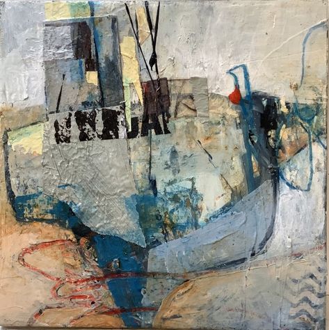 Ship Spotting by Karen Stamper | Artwork Archive Collage Paintings, Oil Paint On Wood, Sailboat Art, Anatomy For Artists, Wooden Panel, Beautiful Collage, Collage Art Mixed Media, Fine Artist, Mixed Media Artists