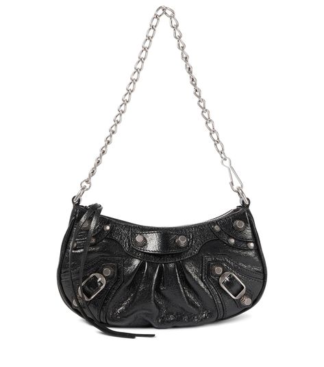 Black Leather Studded Purse, Balenciaga Hourglass Bag, Black Designer Bags, Balenciaga Purse, Black Balenciaga, It Bag, Balenciaga Bag, Designer Shoulder Bags, Purple Bags