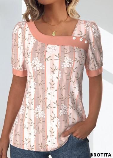 T-shirt Dresses, Mode Steampunk, Beach Bridesmaid Dresses, Light Pink Shorts, Women Blouses Fashion, Trendy Swimsuits, Trendy Tops For Women, Pretty Blouses, Floral Print Tops