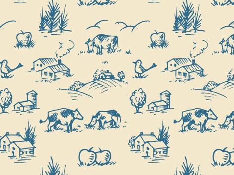 Upstate Farm Pattern by Andy Orr on Dribbble Vintage Line Art Illustration, Farm Life Illustration, Farmhouse Graphic Design, Farm Illustration Drawings, Farm Pattern, Farmhouse Illustration, Farm Sketch, Farm Animal Illustration, Farm Illustration Design