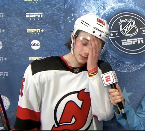 Hockey Players Funny, Hockey Funny, Obtuse Angle, Nj Devils, Puck Bunny, Hughes Brothers, Quinn Hughes, Blue Eyed Men, Hockey Pictures