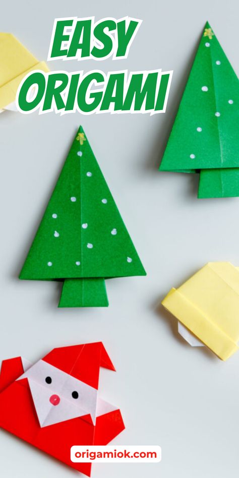 Origami Christmas Cards Diy, Paper Origami Christmas Ornaments, Origami Christmas Tree Easy, Wrapping Paper Origami, Origami Gnome Instructions, Simple Christmas Origami, Xmas Origami Easy, Paper Folding Christmas Tree, Origami For Beginners Step By Step