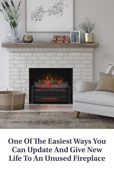 Realistic Electric Fireplace, Electric Fireplace Logs, Unused Fireplace, Fire Grate, Electric Logs, Small Fireplace, Fireplace Lighting, Fireplace Logs, Electric Fireplace Insert