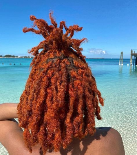 Orange Dreads Black Women, Orange Locs, Orange Dreads, Dreads Black Women, Faux Locs Goddess, Loc Colors, Dyed Locs, Locs Goddess, Locs Inspiration