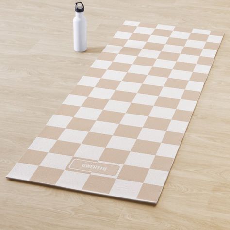 Personalized Checkered Light Neutral Yoga Mat - yoga mats Tech Design, Diy Business, Yoga Mats, Yoga Mat, Hat Crafts, Gaming Wall Art, Baby Accessories, Mobile App, Craft Party