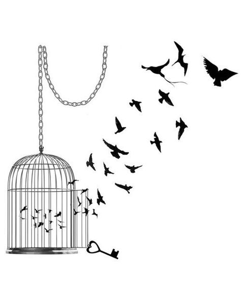 breaking free Birdcage Tattoo, Cage Tattoo, Cage Tattoos, Vogel Tattoo, Bird Free, Geniale Tattoos, Soyut Sanat Tabloları, Feather Tattoo, Tattoo Feminina