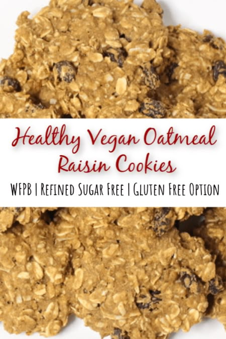 This healthy vegan oatmeal raisin cookies recipe is so easy to make.  They are crispy on the outside and chewy on the inside.  No refined sugar and oil free, this recipe is made with applesauce and pure maple syrup.  Also no butter and can be made gluten free.  These are the BEST homemade whole food plant based cookies! #wfpb #veganoatmealraisincookies #healthyveganrecipes #forksoverknives #eattolive #nutritarian #plantbased Healthy Vegan Oatmeal, Dr Furhman, Oatmeal Raisin Cookies Recipe, Vegan Oatmeal Raisin Cookies, Raisin Cookies Recipe, Plant Based Cookies, Nutritarian Diet, Nutritarian Recipes, Chewy Oatmeal Cookies